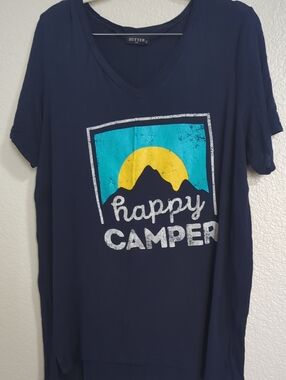 Zutter Navy 'Happy Camper' Graphic V-Neck Tee
